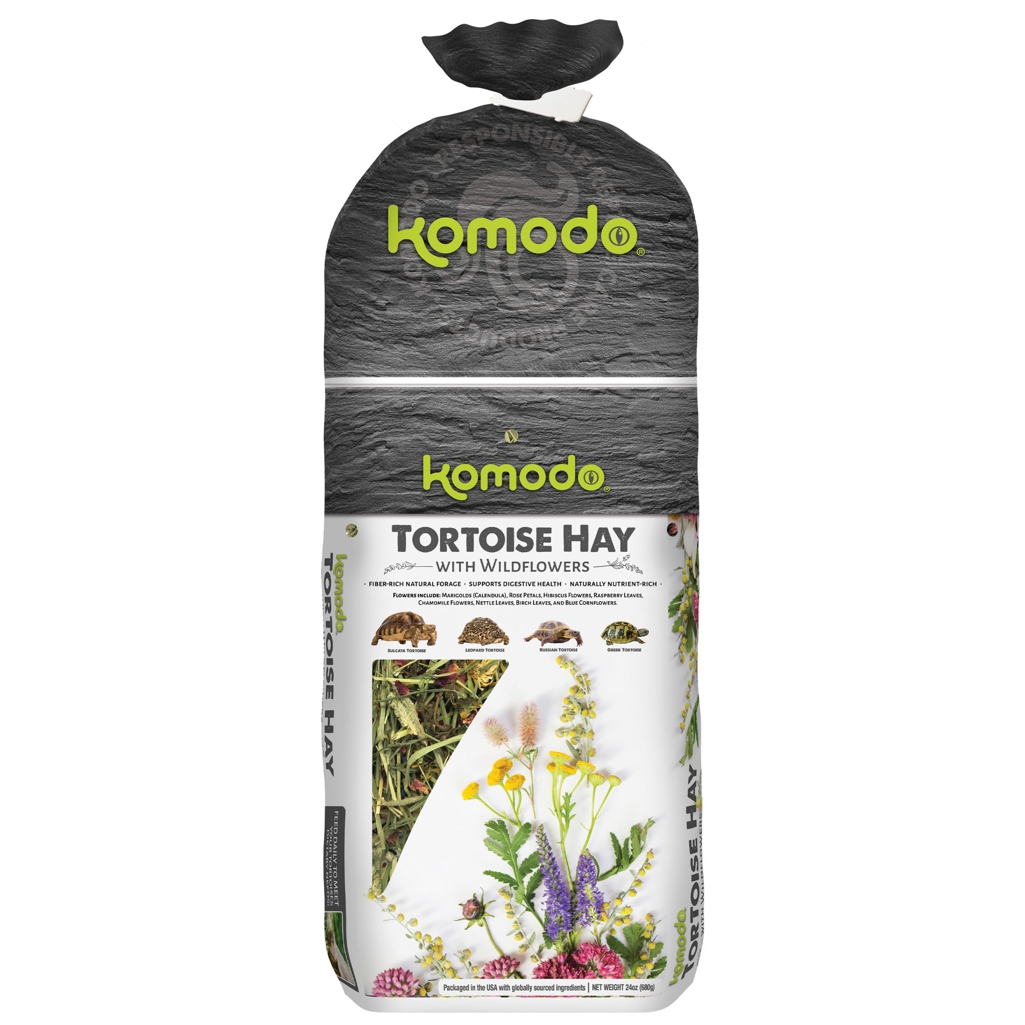 Komodo Tortoise Hay wtih Wildflowers 24 oz