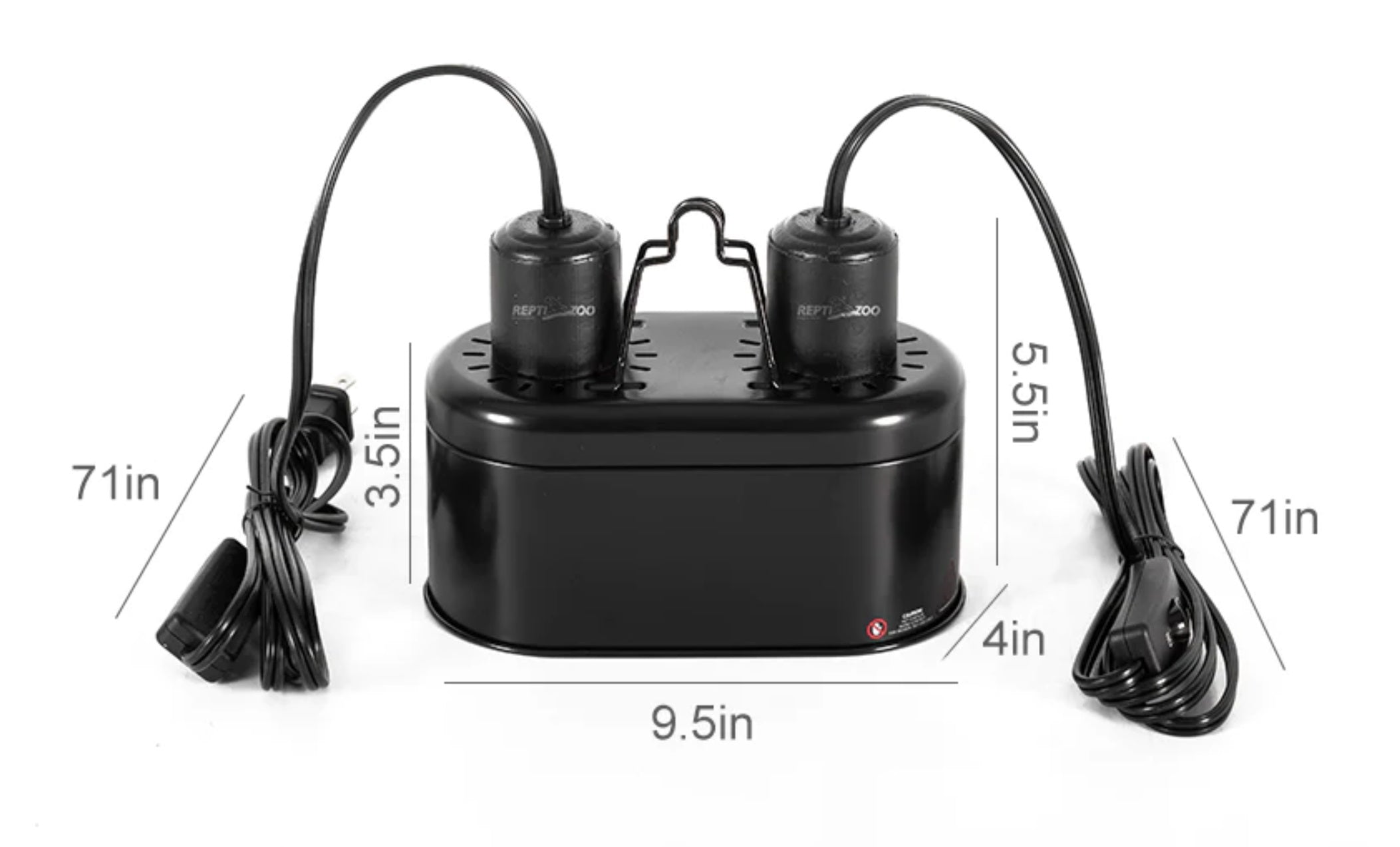 ReptiZoo Mini Dual Dome Deep Lamp Fixture (Max 40W X 2)