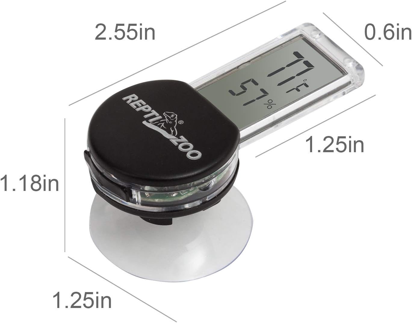 ReptiZoo Mini Digital 3-Side Mounting Thermo-Hygrometer