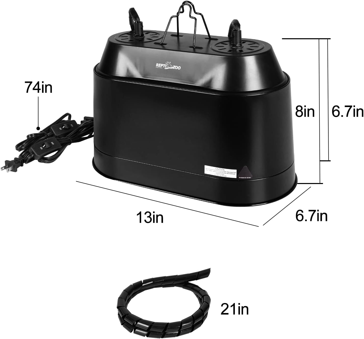 ReptiZoo Double Dome Lamp Fixture 2-in-1 (Max. 200W X 2)