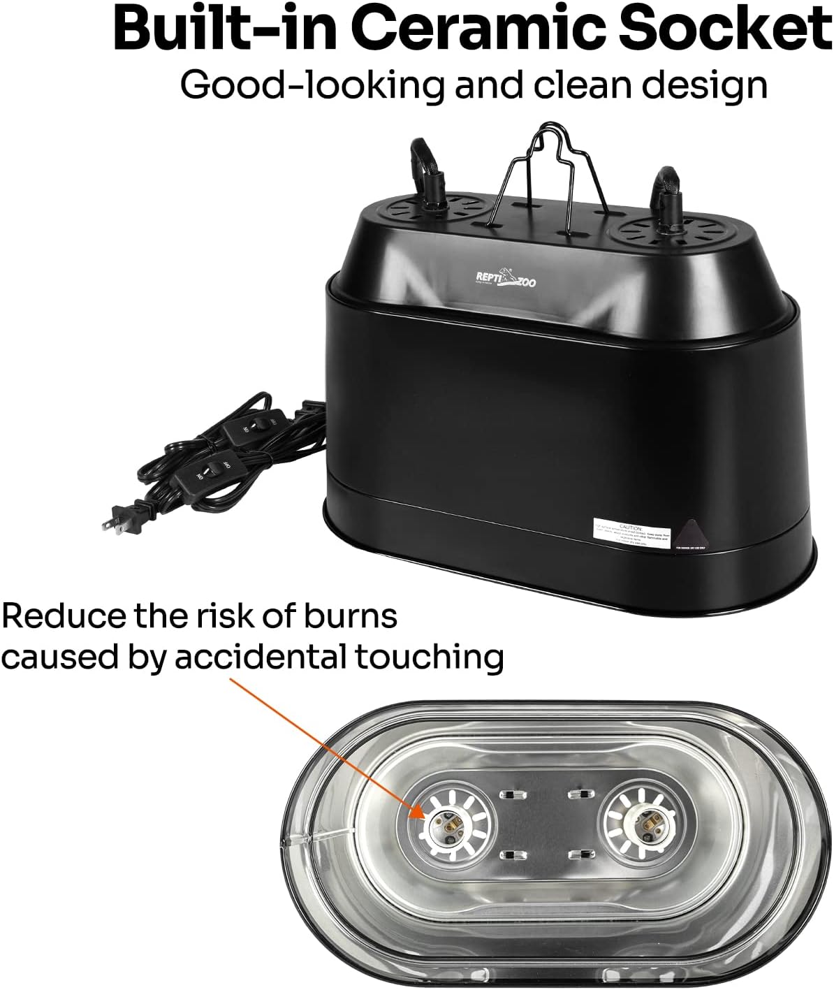 ReptiZoo Double Dome Lamp Fixture 2-in-1 (Max. 200W X 2)