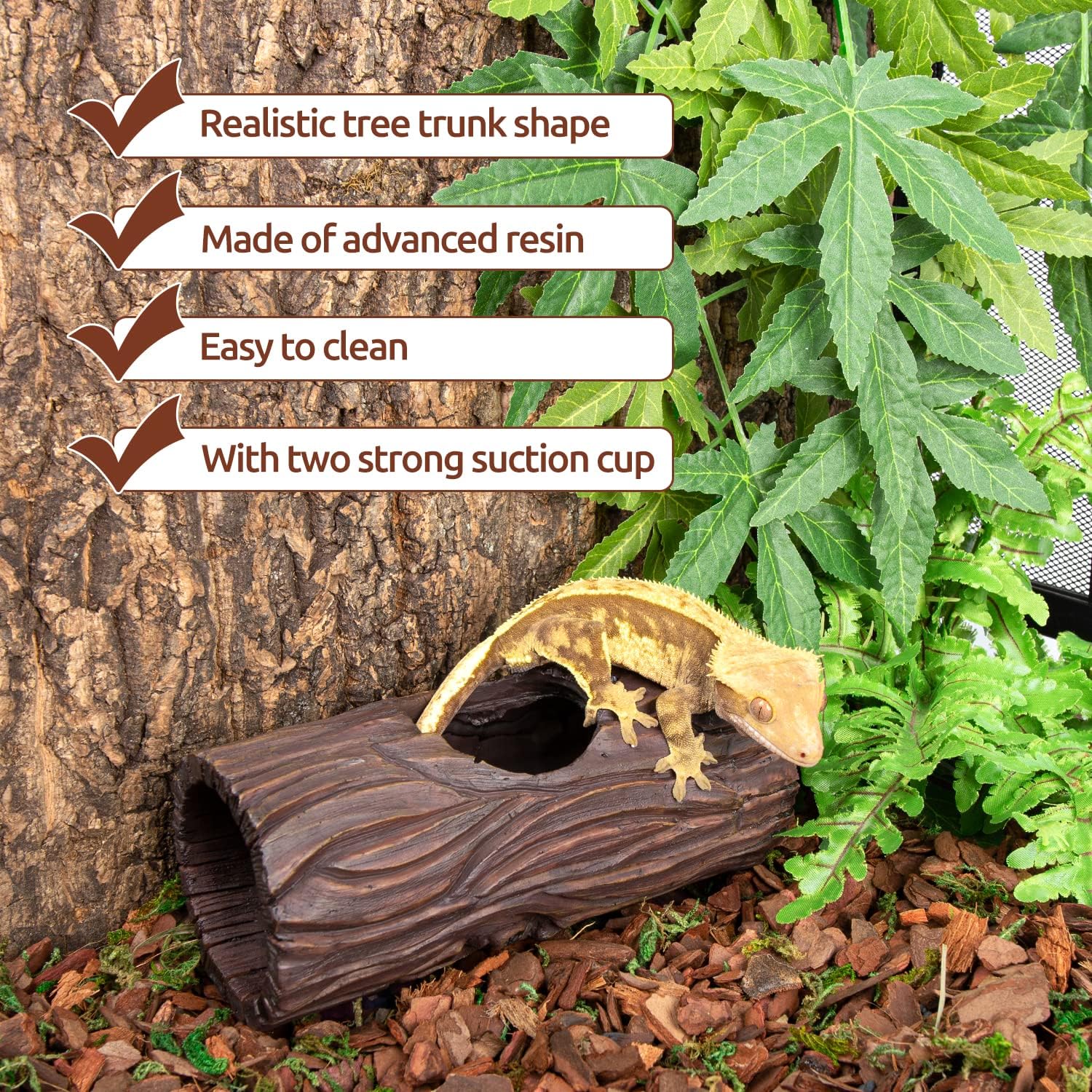 Reptizoo ReptiZoo Vertical Tree Trunk Hideout (Suction Cups)