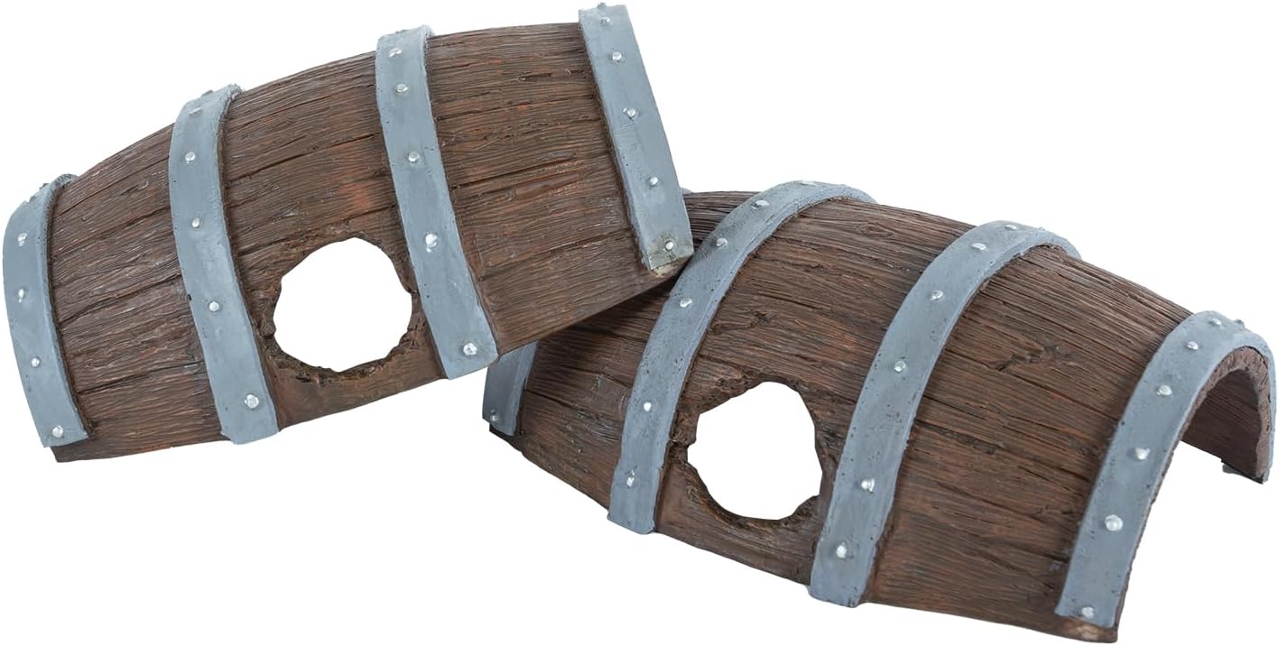 ReptiZoo Magnetic Connectable Barrel Log & Tunnel Hide (2-Pack)