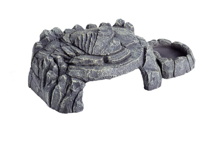 ReptiZoo Grey Rock Magnetic 3-in-1 Feeding Dishes Hideout