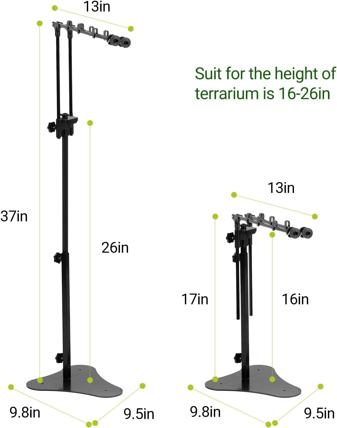 ReptiZoo Height Adjustable Clip OR Standing Dome Lamp Bracket