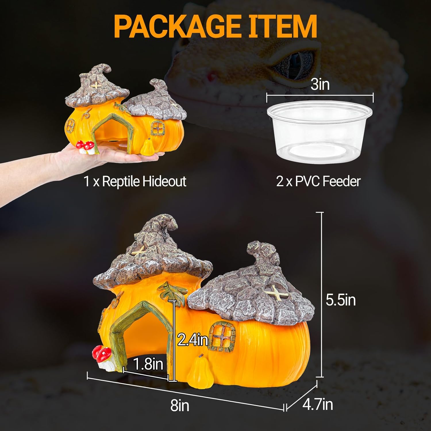 ReptiZoo Multifunctional Pumpkin Hide Castle