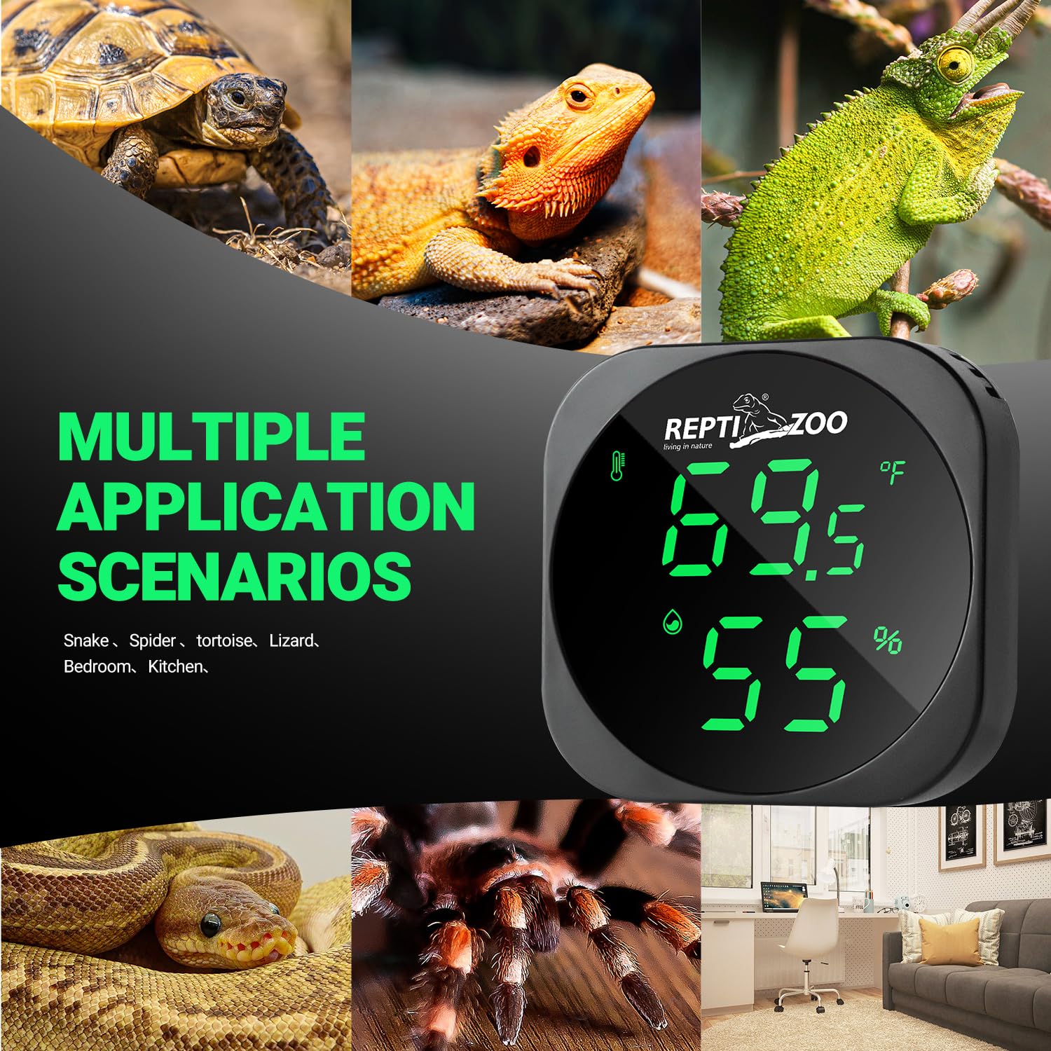 ReptiZoo LED Digital Thermo-Hygrometer with USB