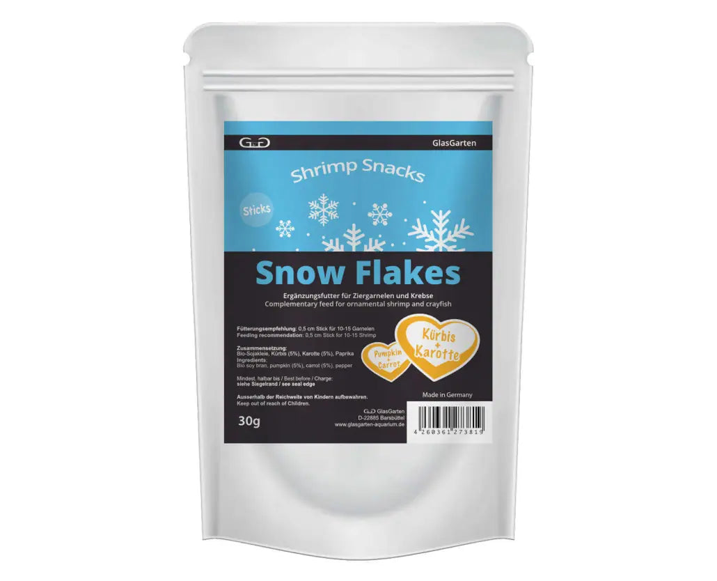 GlasGarten Shrimp Snacks Snow Flakes - Pumpkin-Carrot 30g