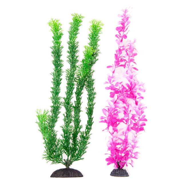 AQUATOP Artificial Plant 2-Pack Multi-Coloured Green/Pink 15" (CLEARANCE)