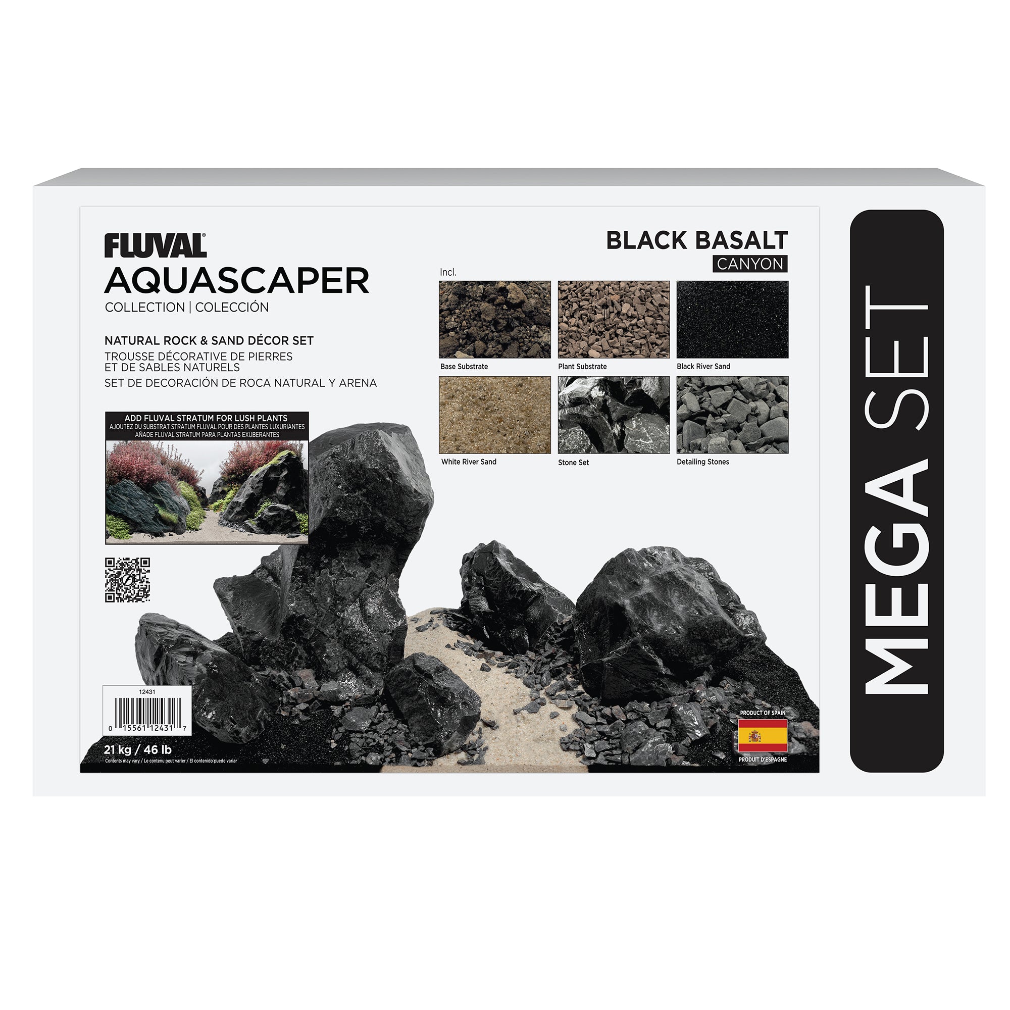 Fluval Black Basalt Aquascaper Natural Rock & Sand Décor (Special Order)