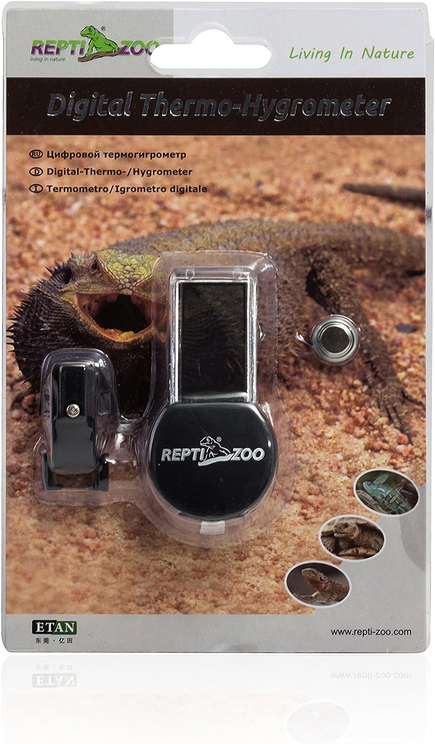 ReptiZoo Mini Digital 3-Side Mounting Thermo-Hygrometer
