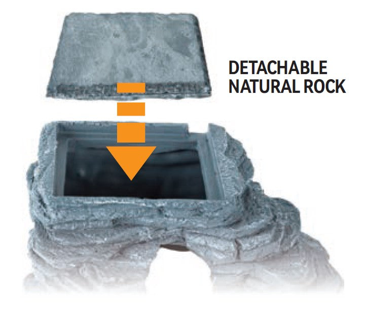 ReptiZoo Corner Hide Cave with Heat Storing Real Slate Stone