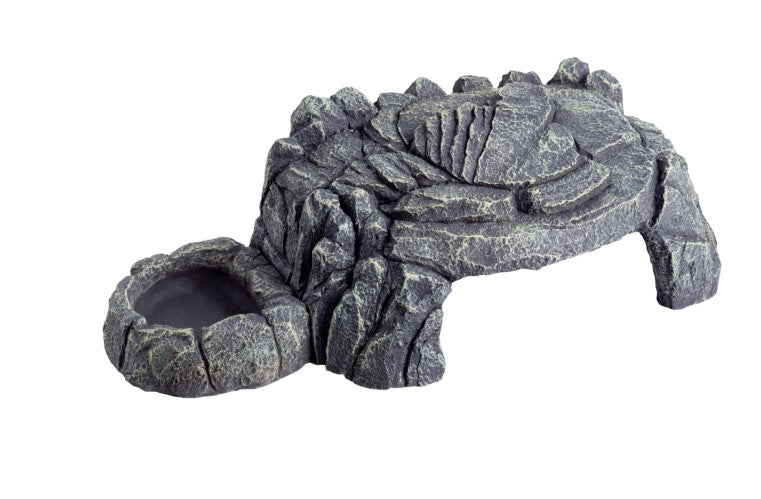 ReptiZoo Grey Rock Magnetic 3-in-1 Feeding Dishes Hideout
