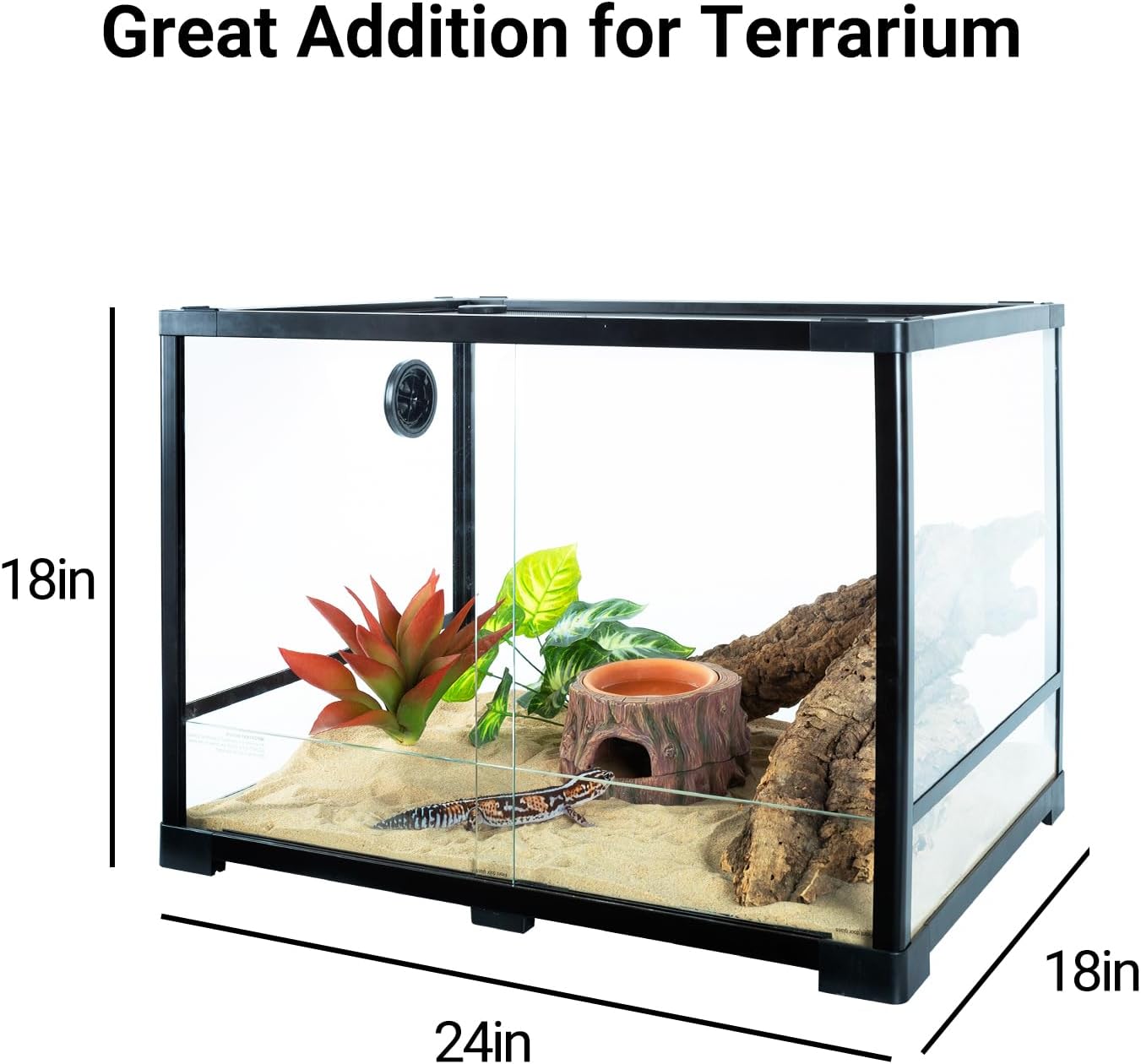 ReptiZoo 3-in-1 Humidifying Tree Stump Hideout with Ceramic Water Bowl