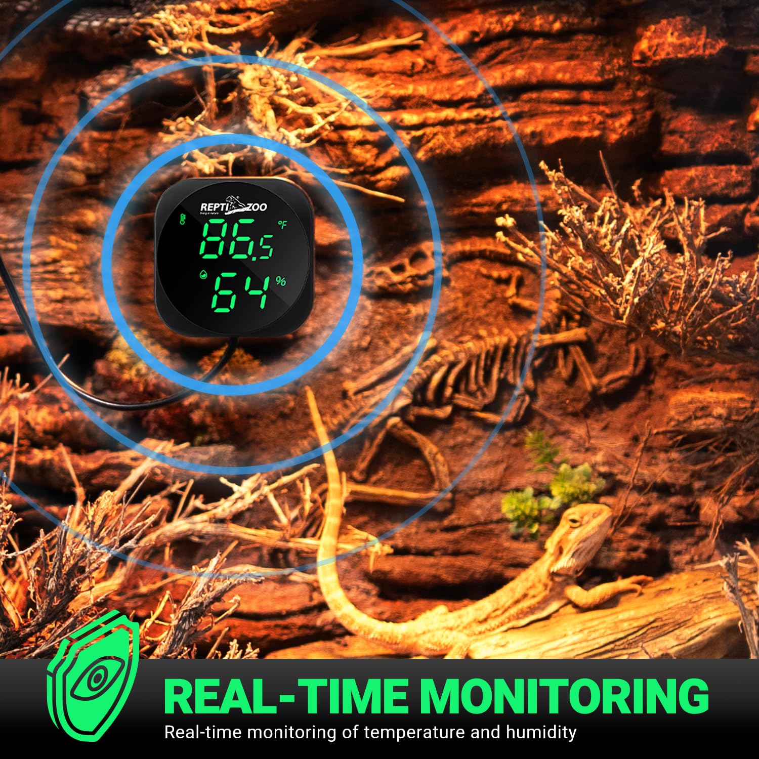 ReptiZoo LED Digital Thermo-Hygrometer with USB