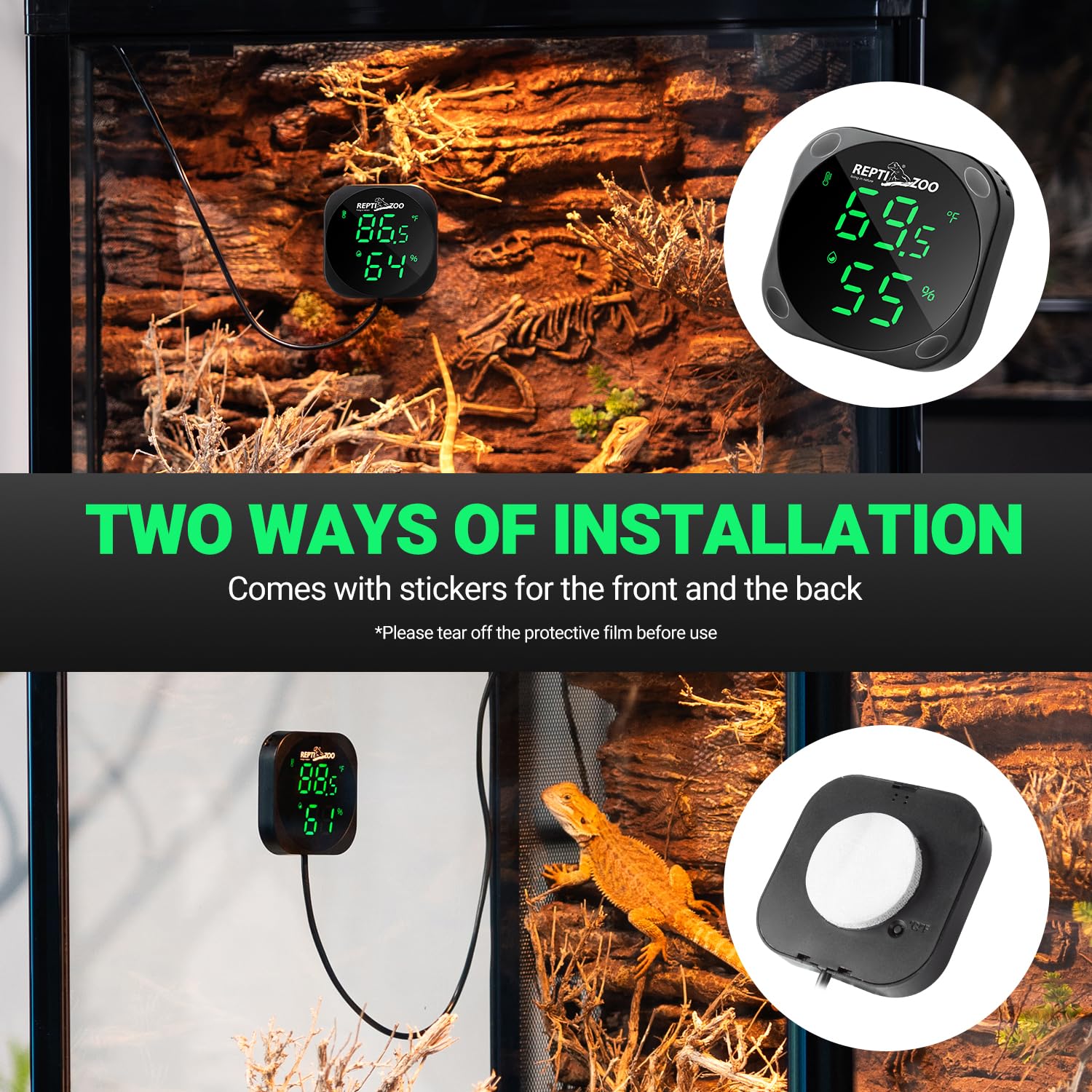 ReptiZoo LED Digital Thermo-Hygrometer with USB