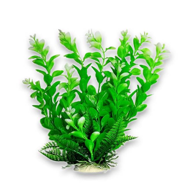 AQUATOP Artificial Plant W/ Weighted Base -Green Plant Light White Tips (CLEARANCE)